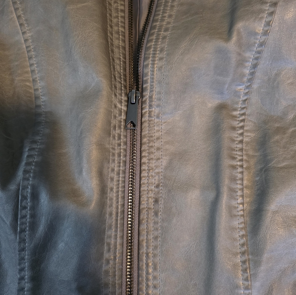 Grey Faux Leather Jacket - Picture 6 of 8
